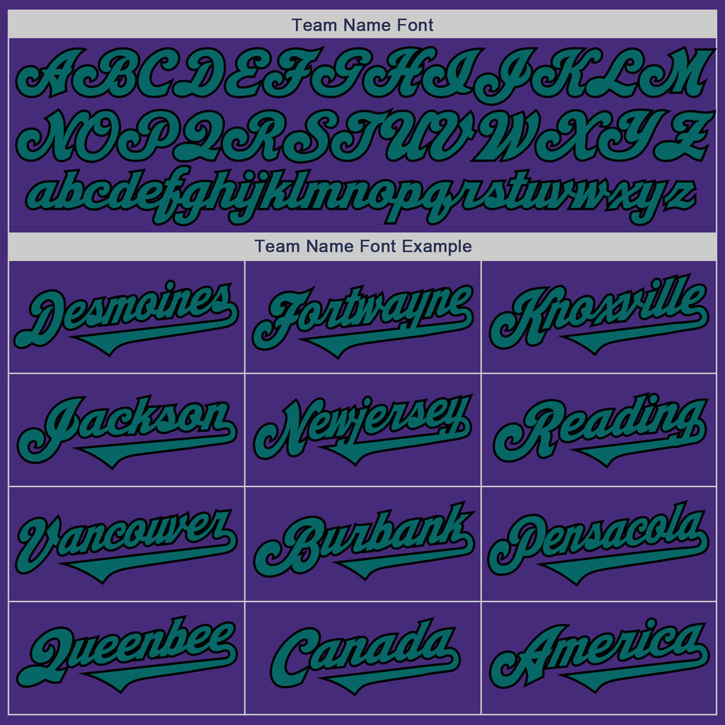 Custom Purple Teal-Black Authentic Two Tone Baseball Jersey