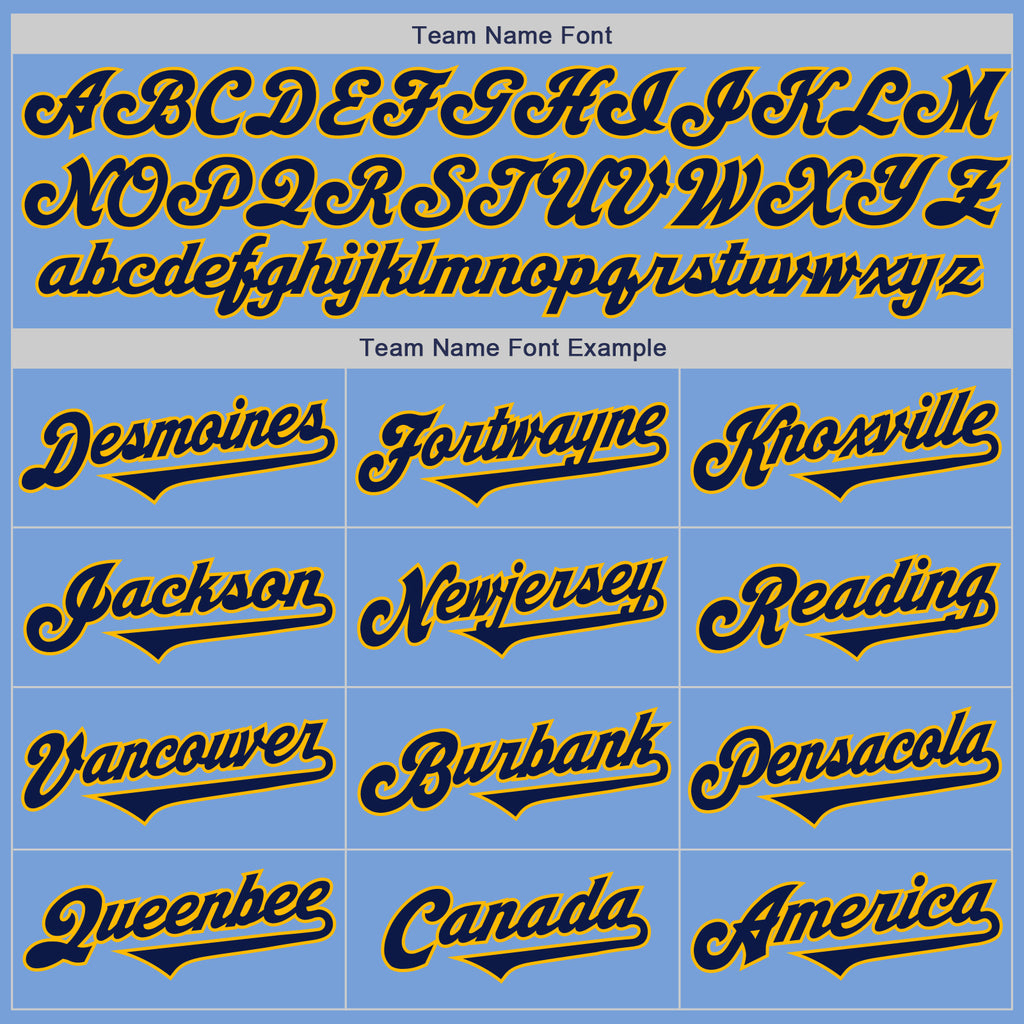 Custom Light Blue Navy-Gold Authentic Two Tone Baseball Jersey