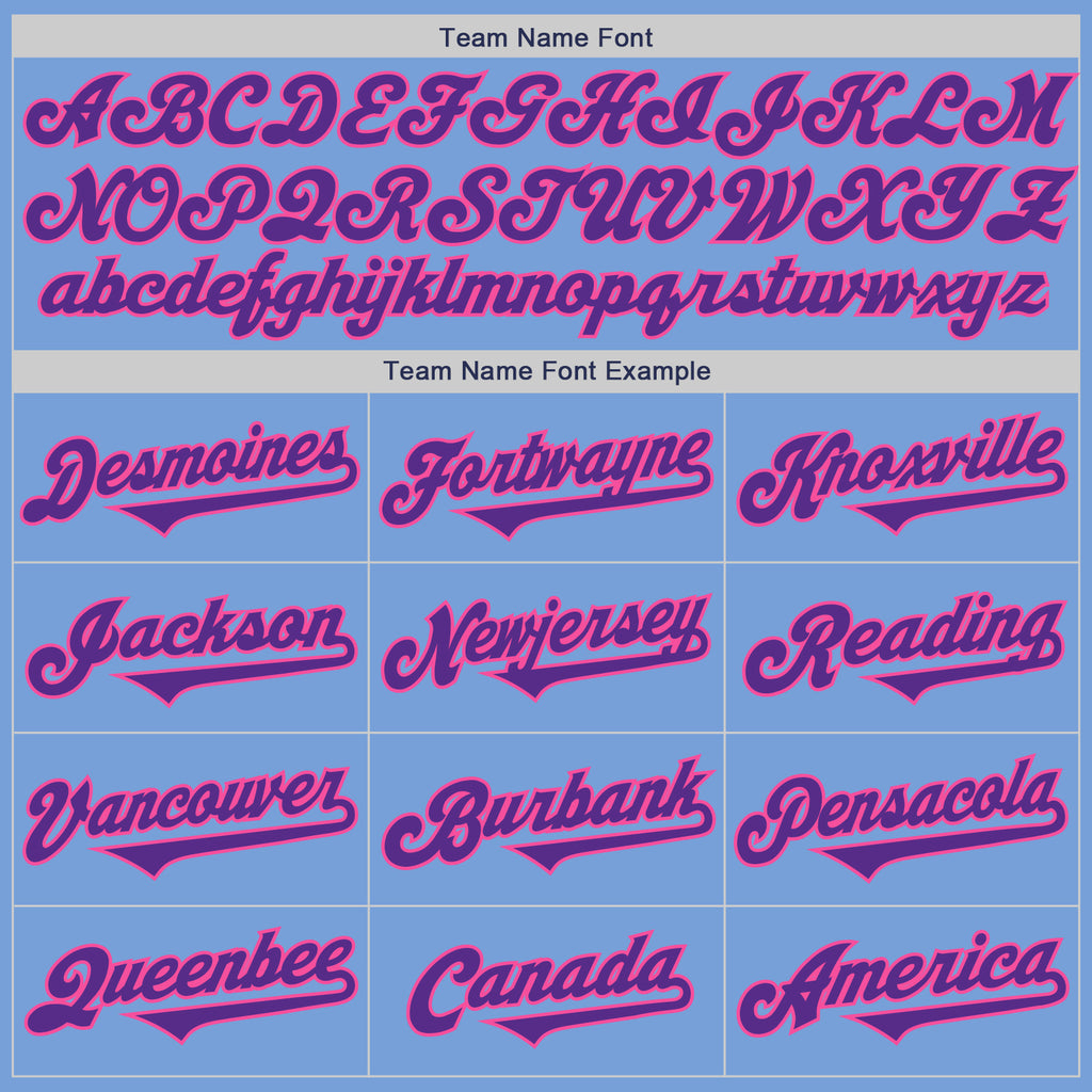 Custom Light Blue Purple-Pink Authentic Two Tone Baseball Jersey