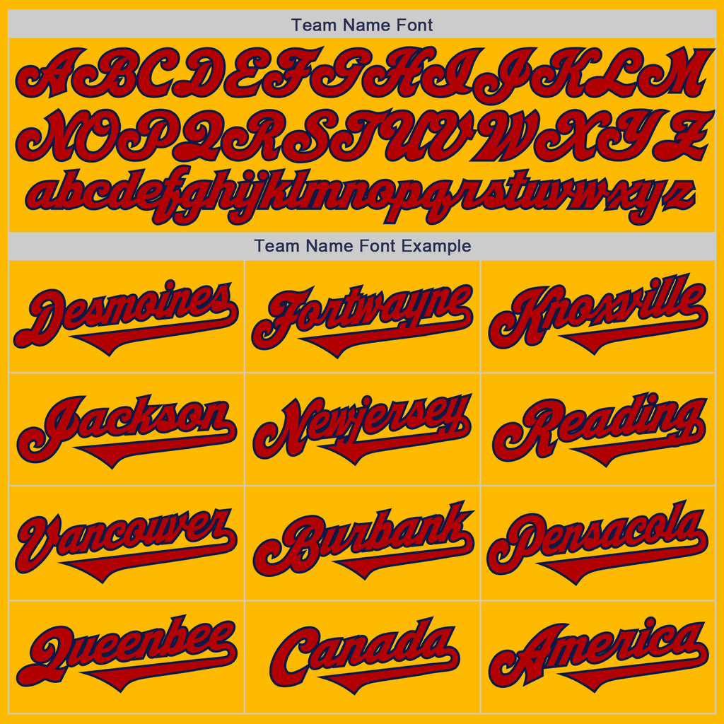 Custom Gold Red-Navy Authentic Two Tone Baseball Jersey
