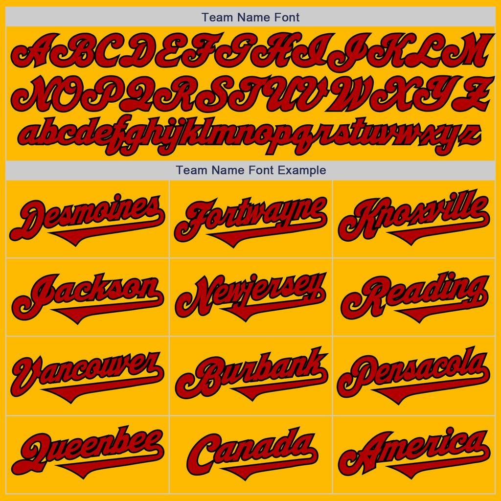 Custom Gold Red-Black Authentic Two Tone Baseball Jersey