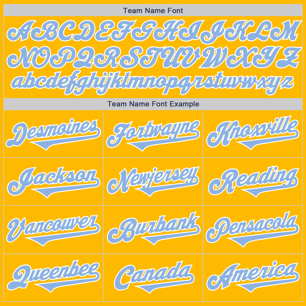 Custom Gold Light Blue-White Authentic Two Tone Baseball Jersey