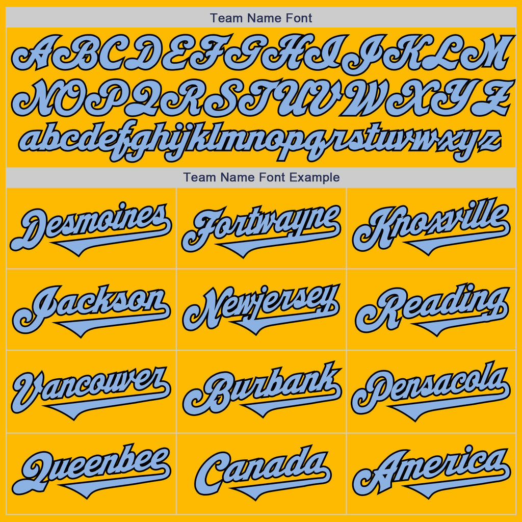 Custom Gold Light Blue-Black Authentic Two Tone Baseball Jersey