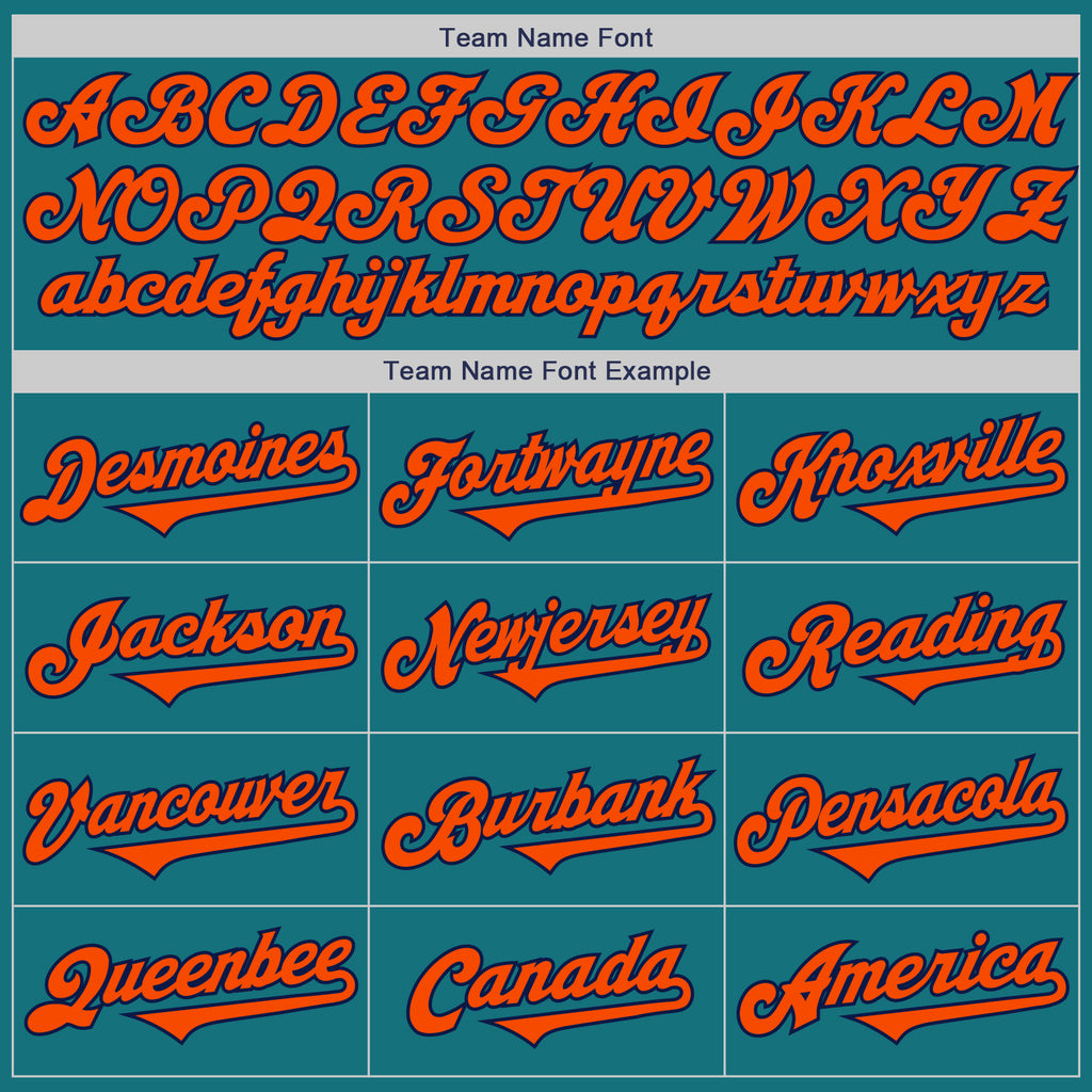 Custom Teal Orange-Navy Authentic Two Tone Baseball Jersey