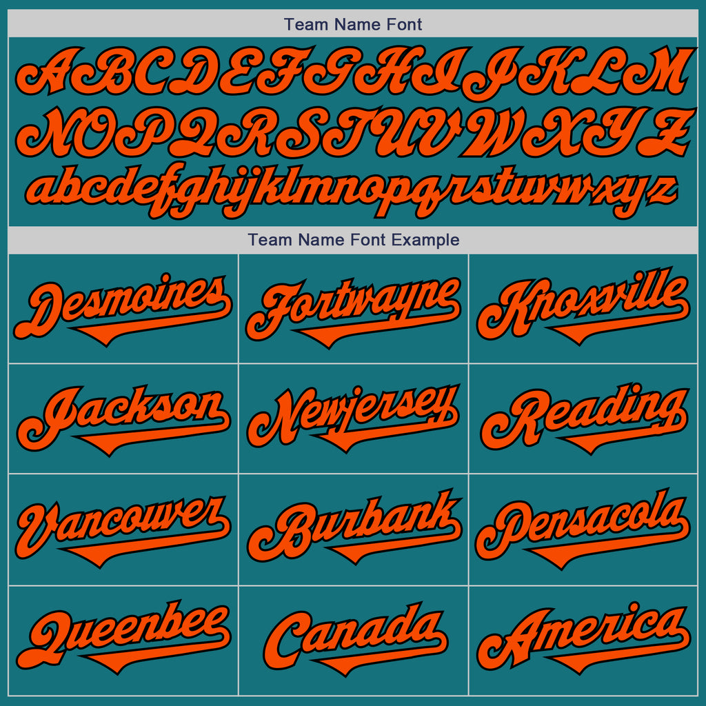 Custom Teal Orange-Black Authentic Two Tone Baseball Jersey