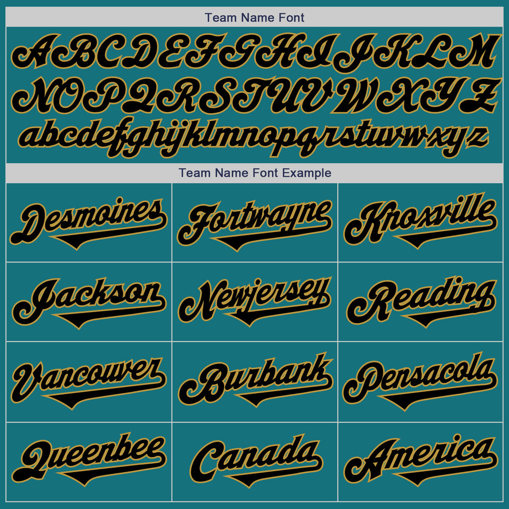 Custom Teal Black-Old Gold Authentic Two Tone Baseball Jersey