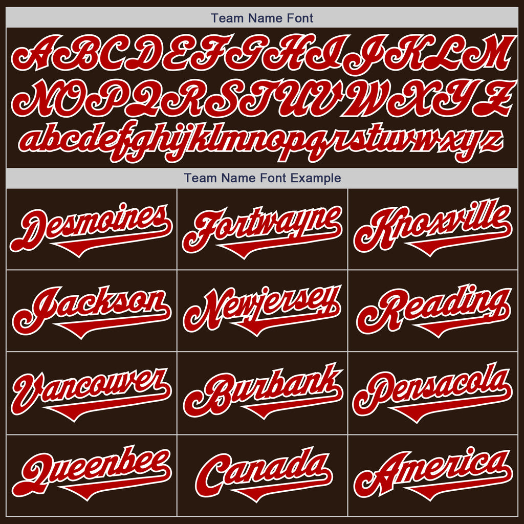 Custom Brown Red-White Authentic Two Tone Baseball Jersey