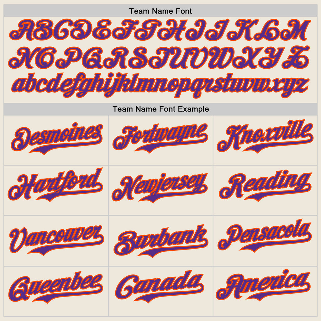 Custom Cream Purple Pinstripe Orange Authentic Two Tone Baseball Jersey