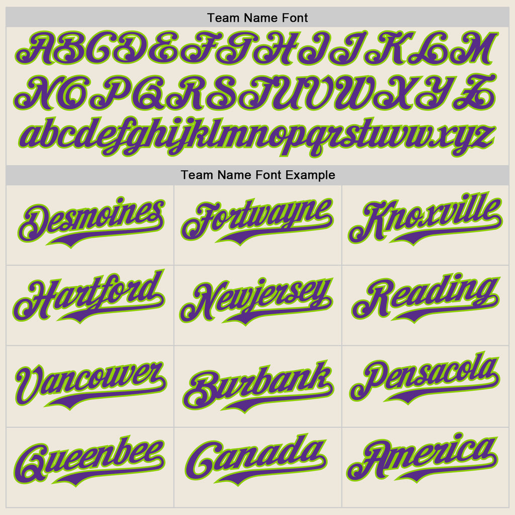 Custom Cream Purple Pinstripe Neon Green Authentic Two Tone Baseball Jersey