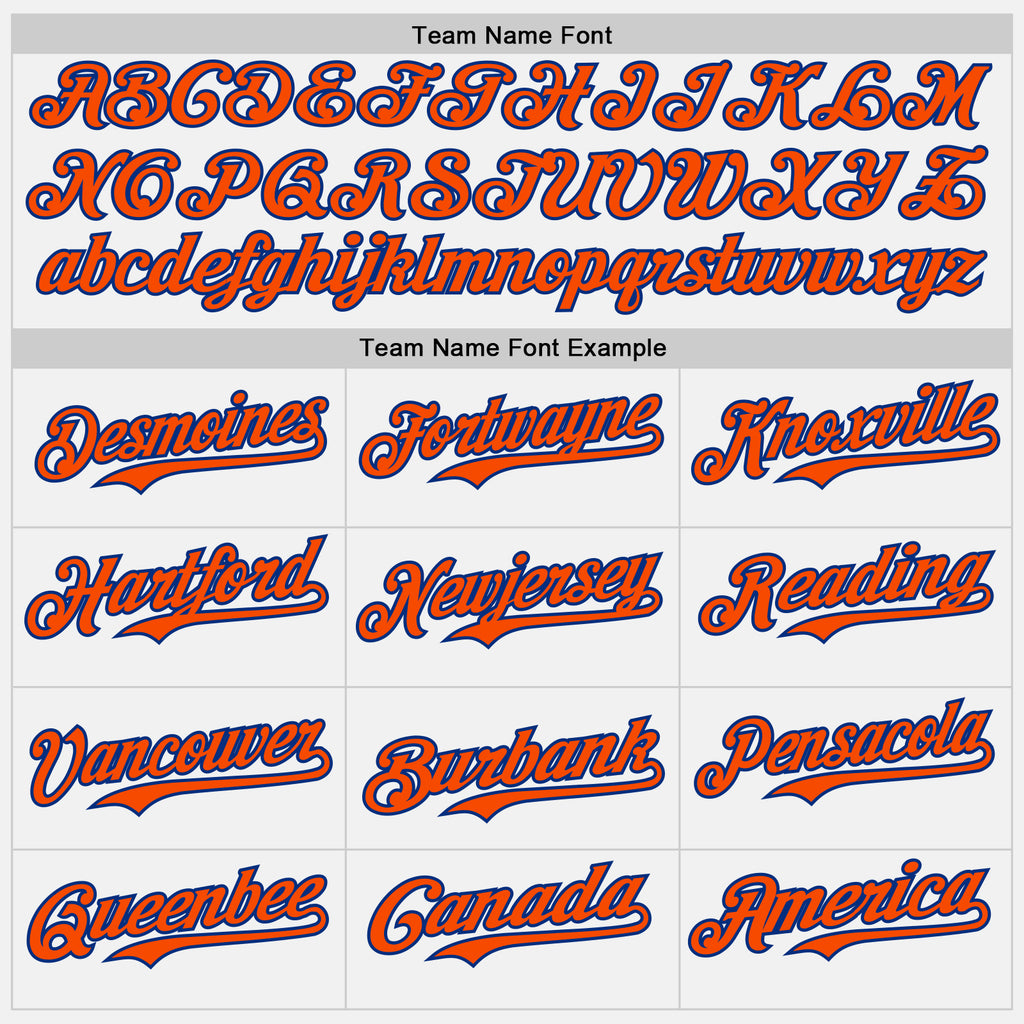 Custom White Orange Pinstripe Royal Authentic Two Tone Baseball Jersey