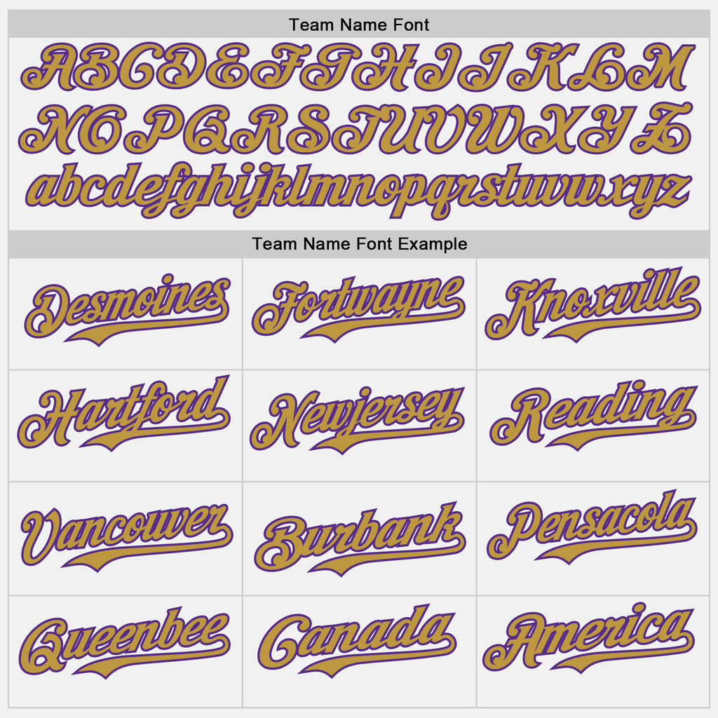 Custom White Old Gold Pinstripe Purple Authentic Two Tone Baseball Jersey
