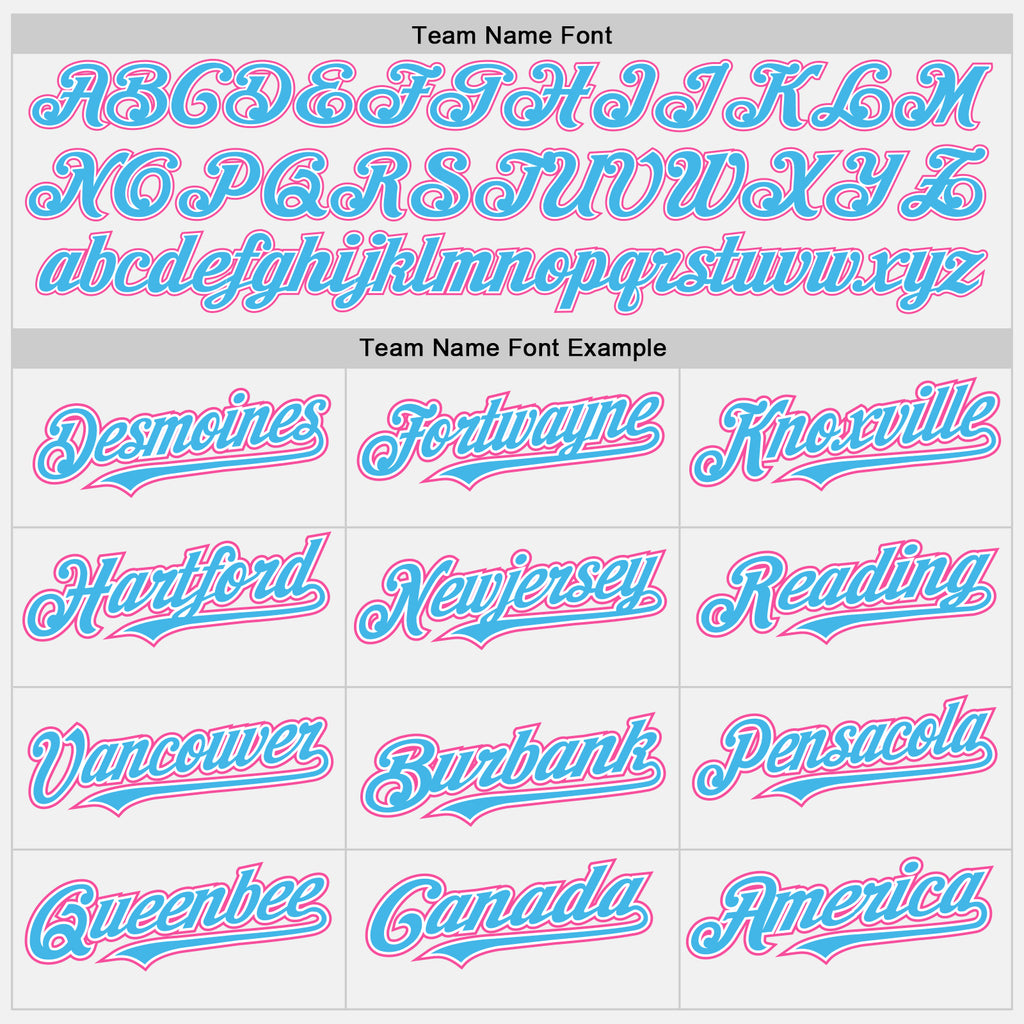 Custom White Sky Blue Pinstripe Pink Authentic Two Tone Baseball Jersey