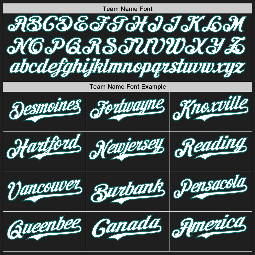 Custom Black Teal Pinstripe White Authentic Two Tone Baseball Jersey