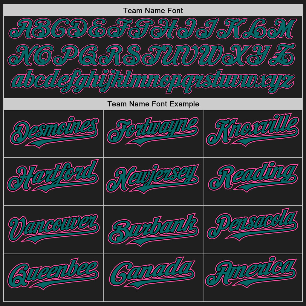 Custom Black Teal Pinstripe Pink Authentic Two Tone Baseball Jersey
