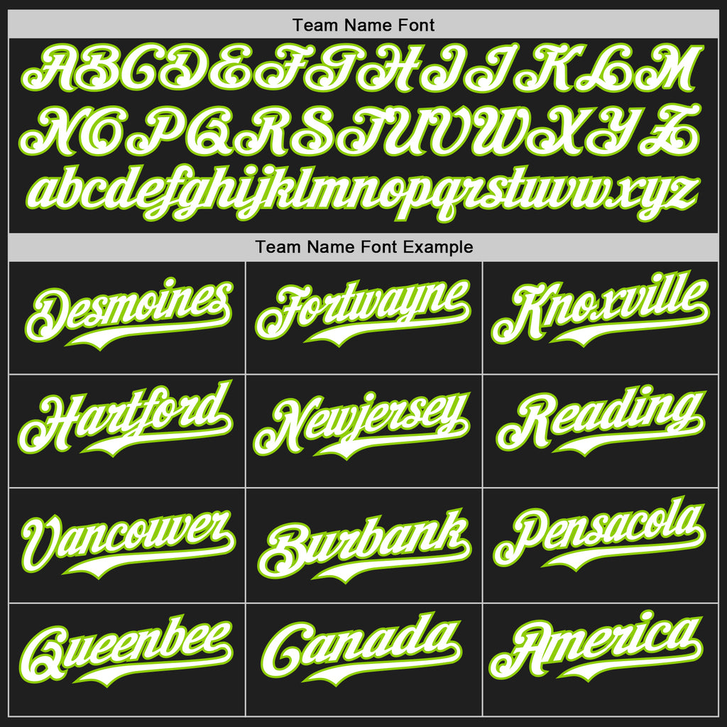 Custom Black Neon Green Pinstripe White Authentic Two Tone Baseball Jersey