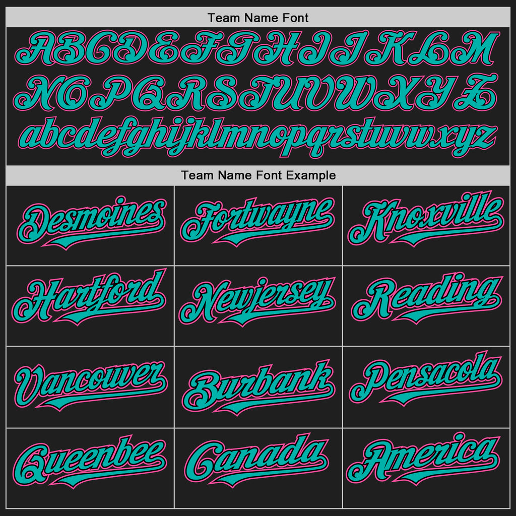 Custom Black Aqua Pinstripe Pink Authentic Two Tone Baseball Jersey