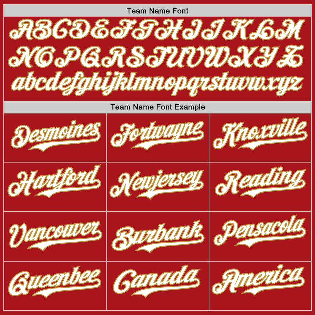 Custom Red Old Gold Pinstripe White Authentic Two Tone Baseball Jersey