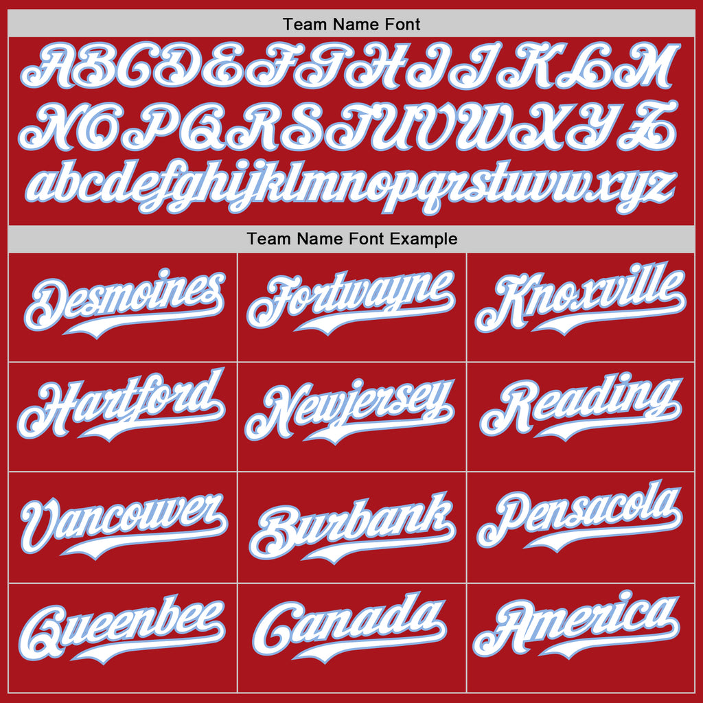 Custom Red Light Blue Pinstripe White Authentic Two Tone Baseball Jersey