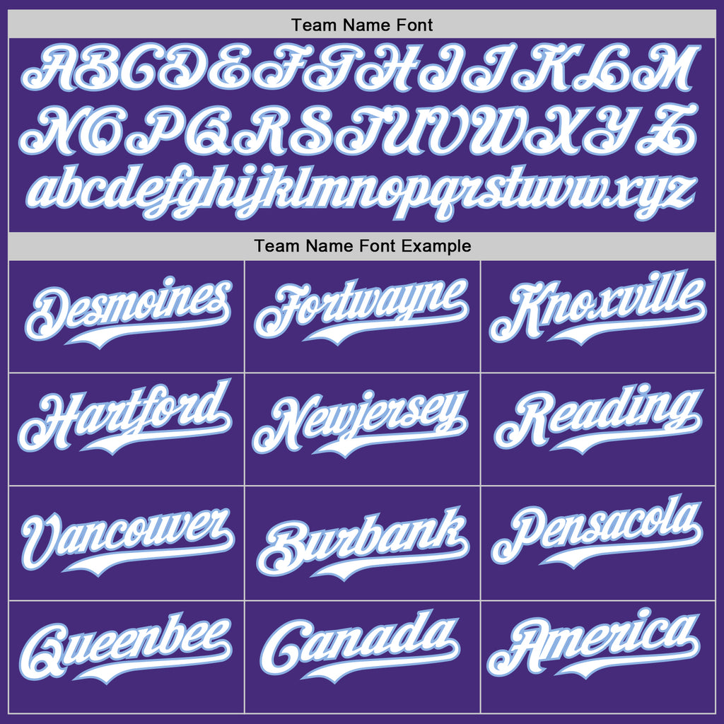 Custom Purple Light Blue Pinstripe White Authentic Two Tone Baseball Jersey