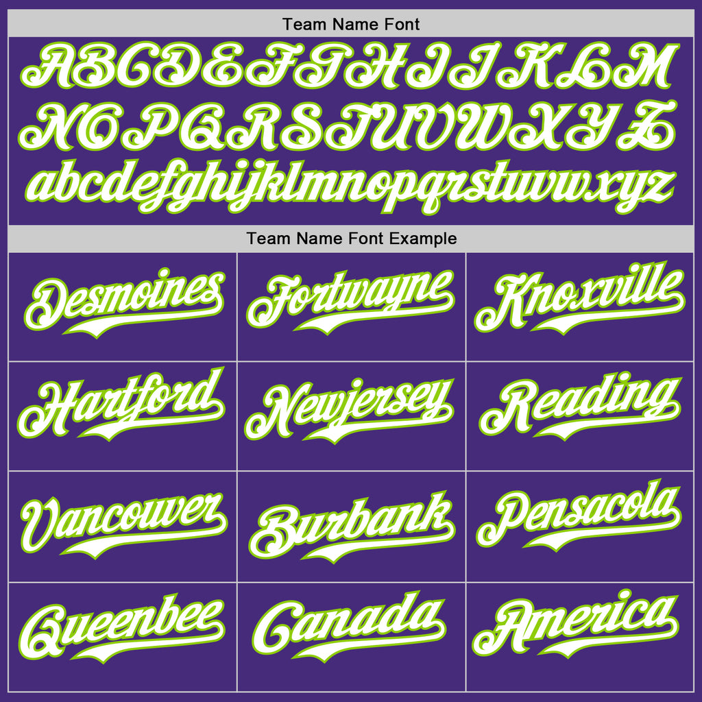Custom Purple Neon Green Pinstripe White Authentic Two Tone Baseball Jersey