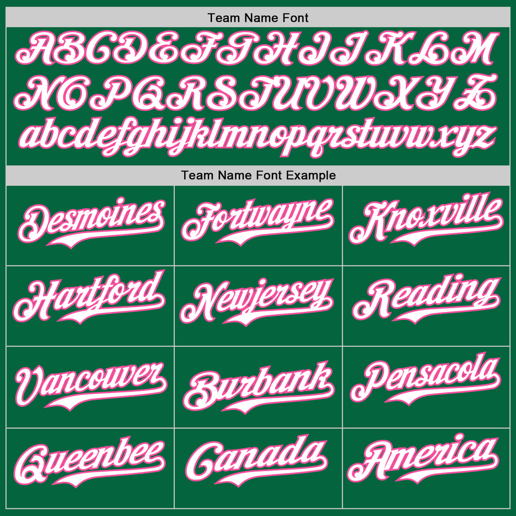Custom Kelly Green Pink Pinstripe White Authentic Two Tone Baseball Jersey