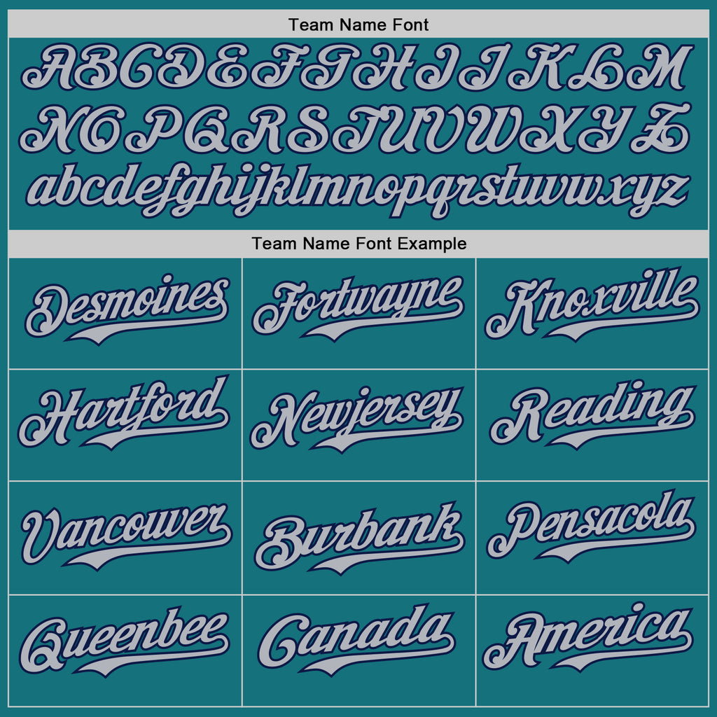 Custom Teal Navy Pinstripe Gray Authentic Two Tone Baseball Jersey