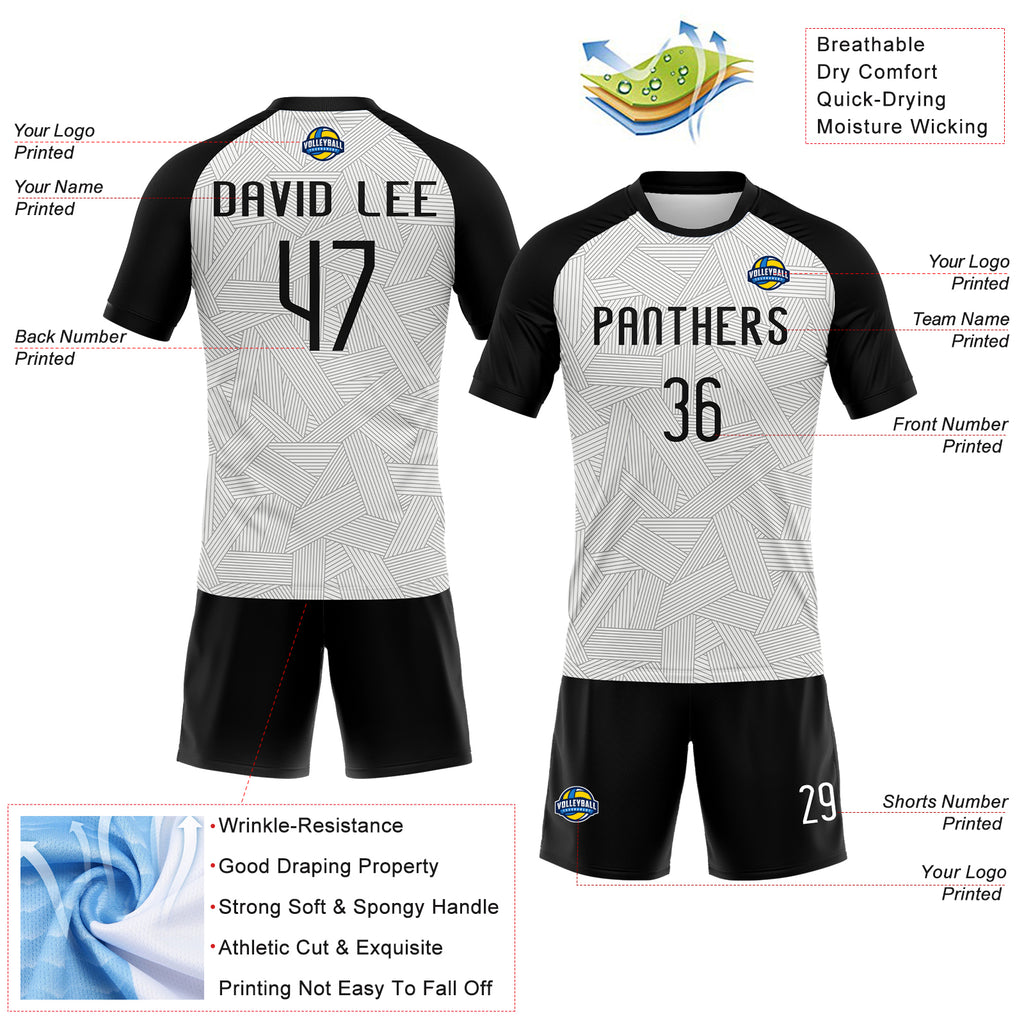 Custom White Black Abstract Line Sublimation Volleyball Uniform Jersey