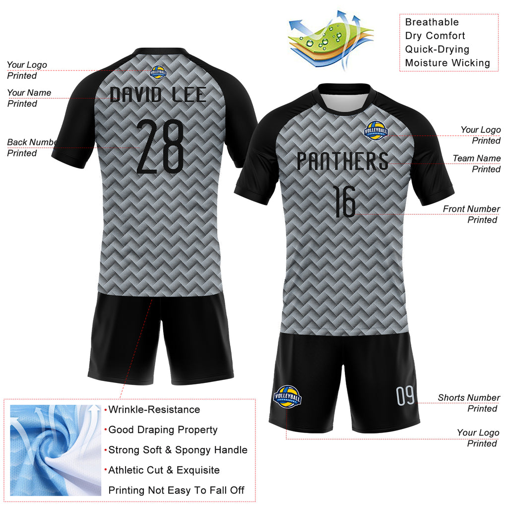 Custom Silver Black Geometric Shape Sublimation Volleyball Uniform Jersey