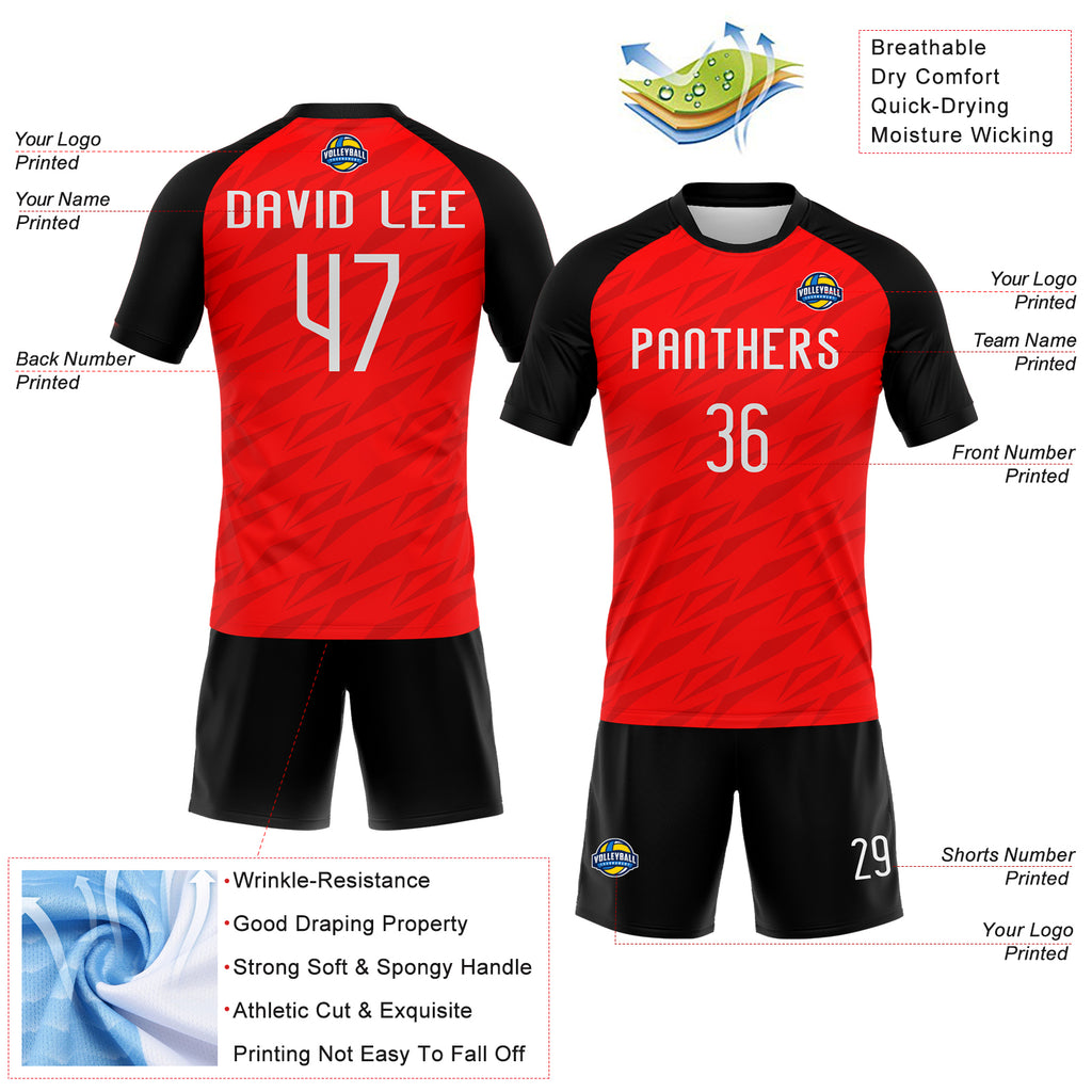 Custom Red White-Black Sublimation Volleyball Uniform Jersey