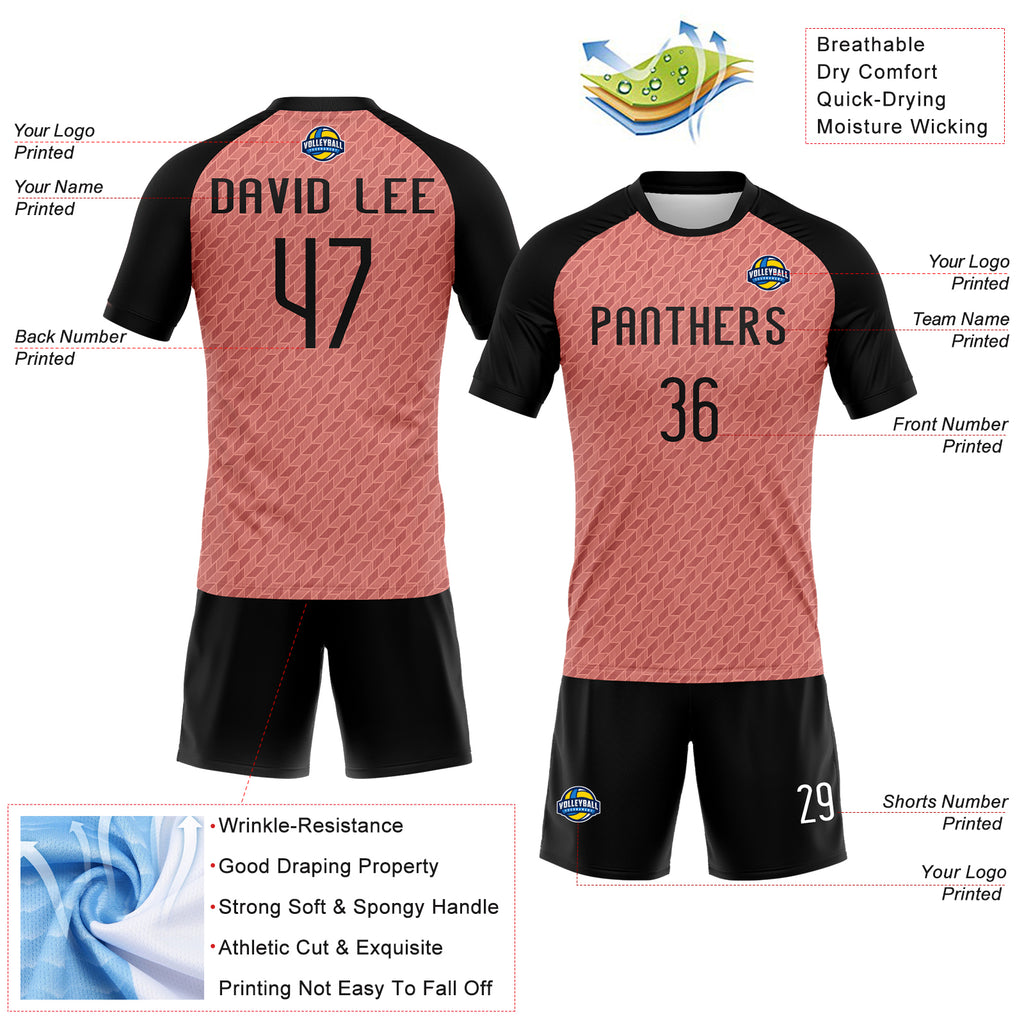 Custom Sky Blue Black-White Geometric Shape Sublimation Volleyball Uniform Jersey