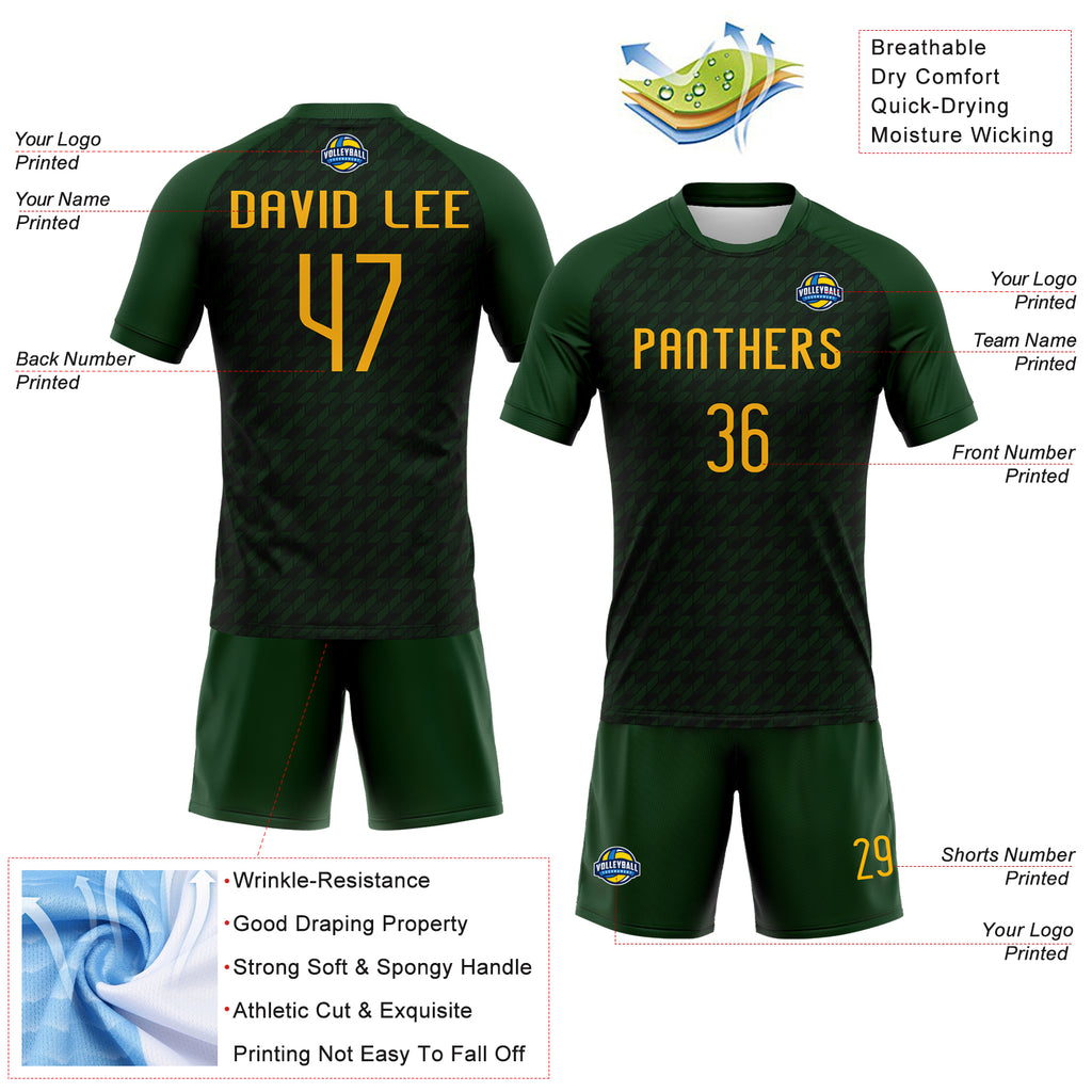 Custom Green Gold Geometric Shape Sublimation Volleyball Uniform Jersey
