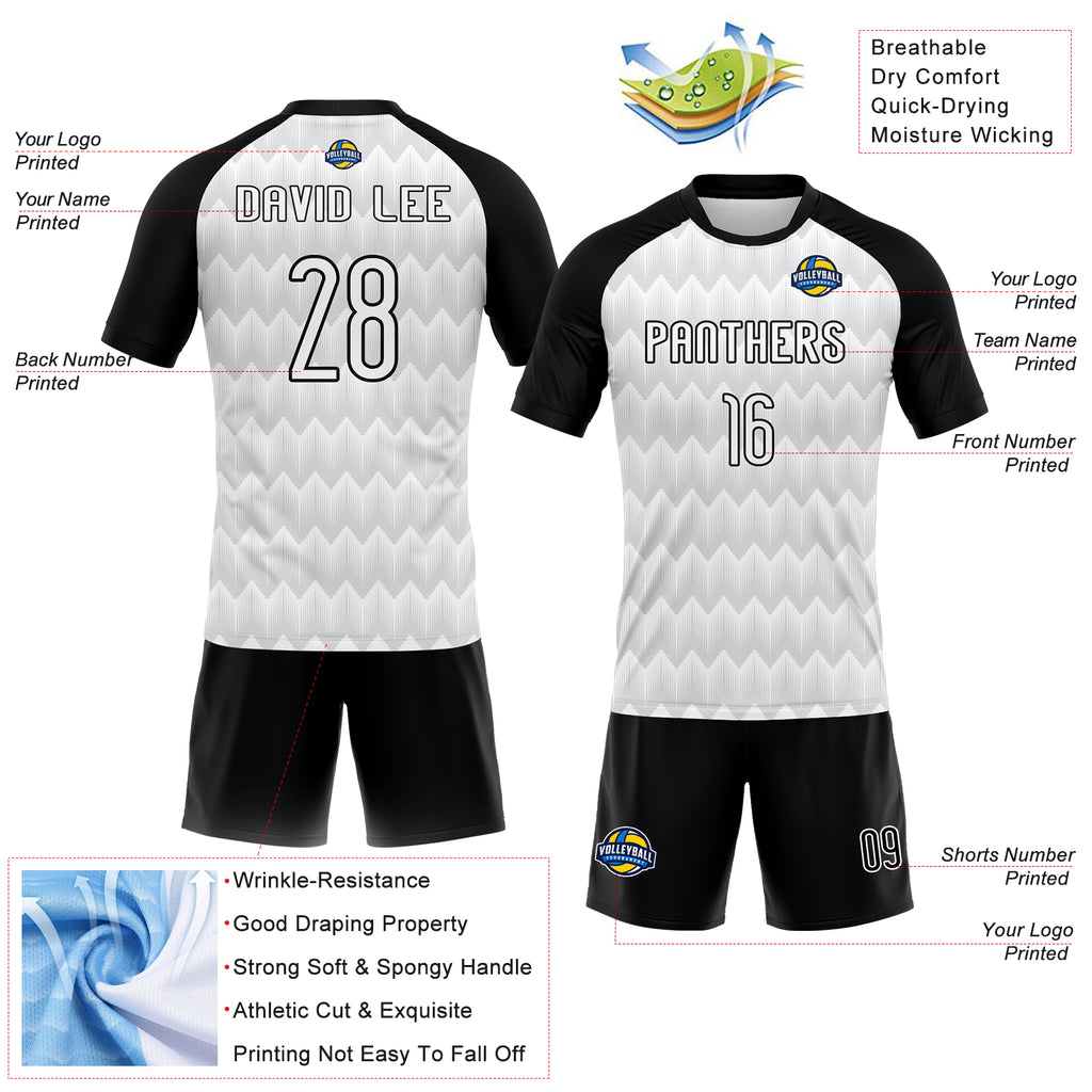 Custom White Black Geometric Shape Sublimation Volleyball Uniform Jersey