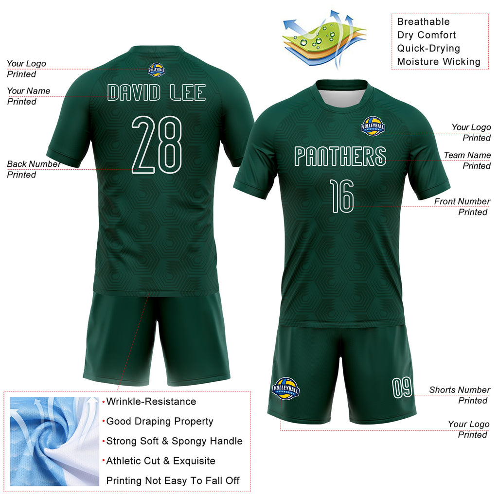 Custom Midnight Green White Geometric Shape Sublimation Volleyball Uniform Jersey