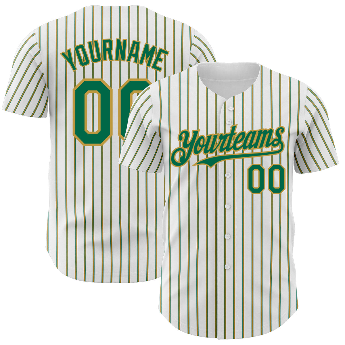 Custom White (Kelly Green Old Gold Pinstripe) Kelly Green-Old Gold ...