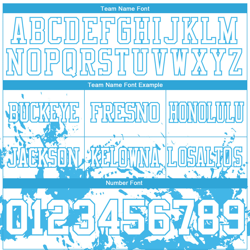 Custom White Sky Blue Splash Mesh Authentic Football Jersey