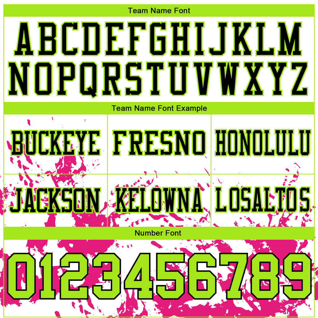 Custom White Neon Green Hot Pink-Black Splash Mesh Authentic Football Jersey