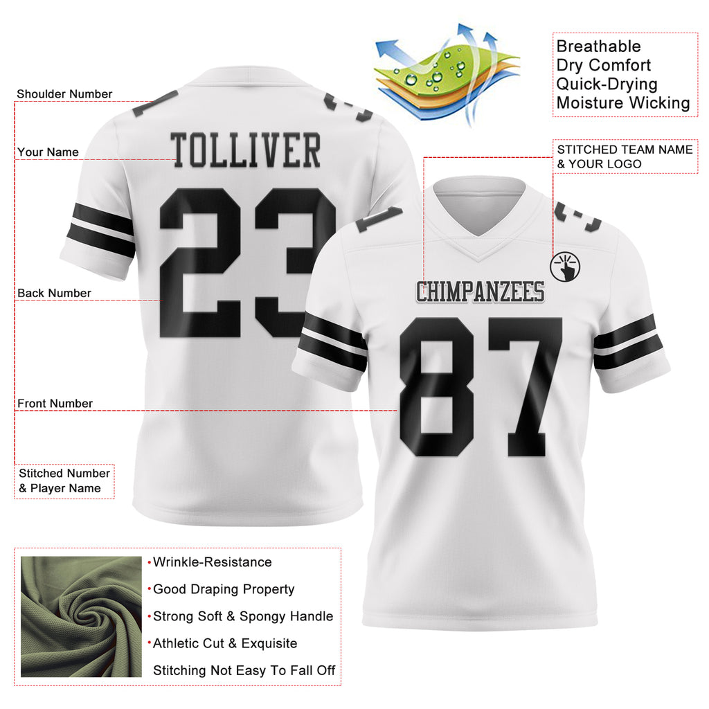Custom White Black Mesh Authentic Football Jersey