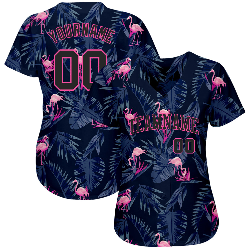 Custom 3D pattern design flamingo authentic baseball jersey with free shipping0