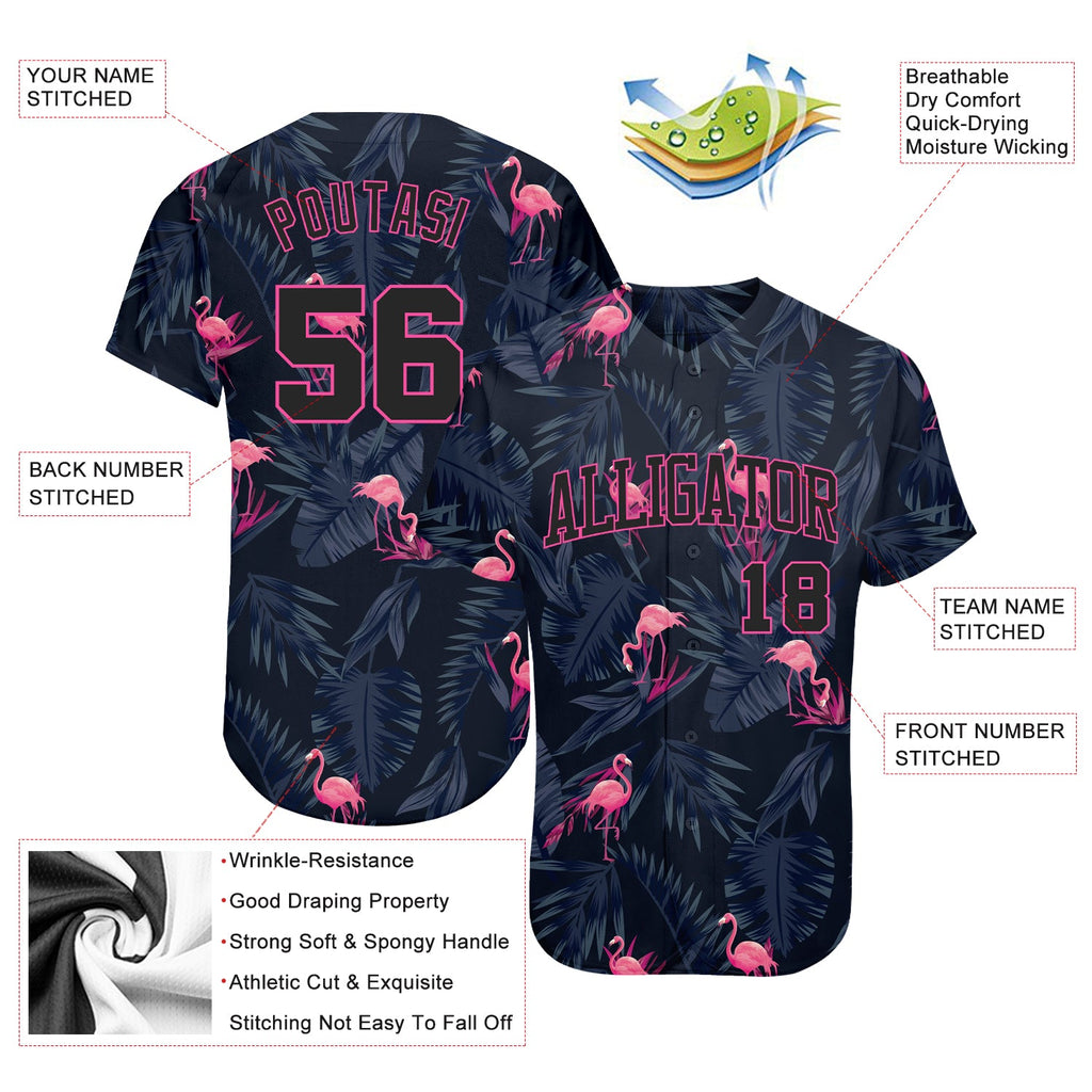 Custom 3D pattern design flamingo authentic baseball jersey with free shipping3