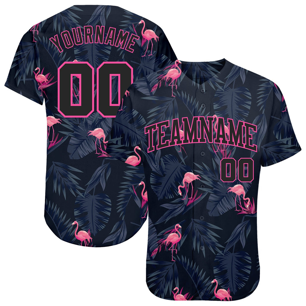 Custom 3D pattern design flamingo authentic baseball jersey with free shipping1