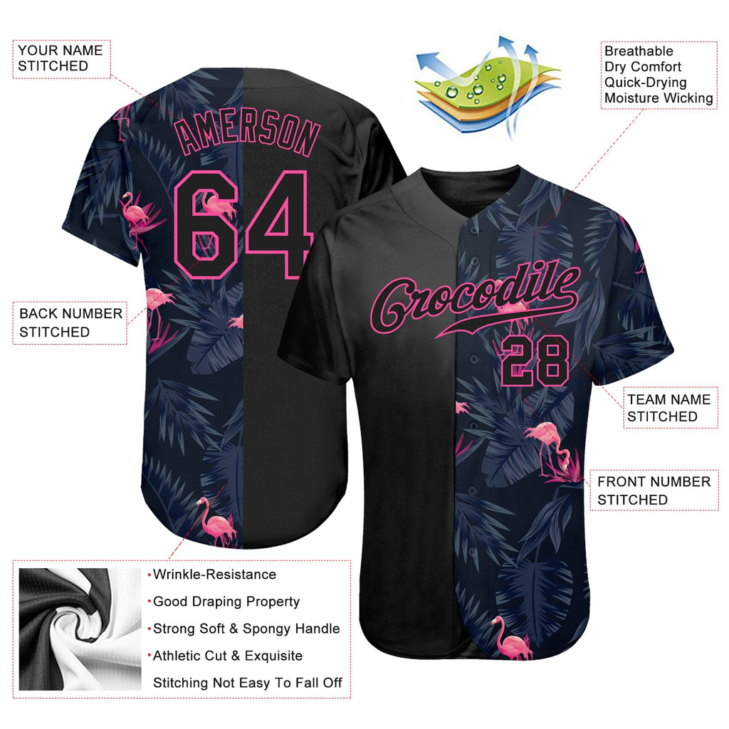 Custom 3D pattern design flamingo authentic baseball jersey with free shipping3