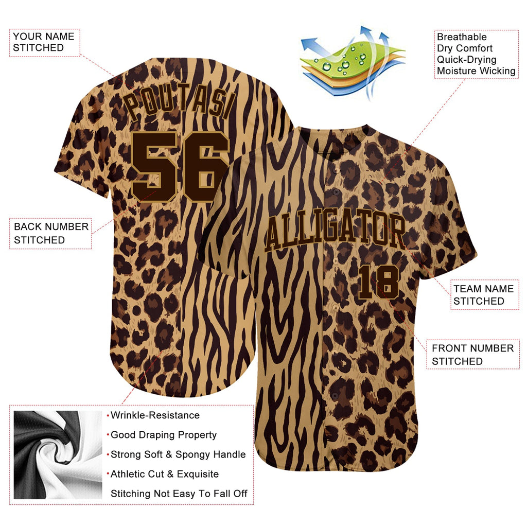 Custom 3D pattern design baseball jersey with leopard skin and zebra stripe print, authentic sports apparel with free shipping3