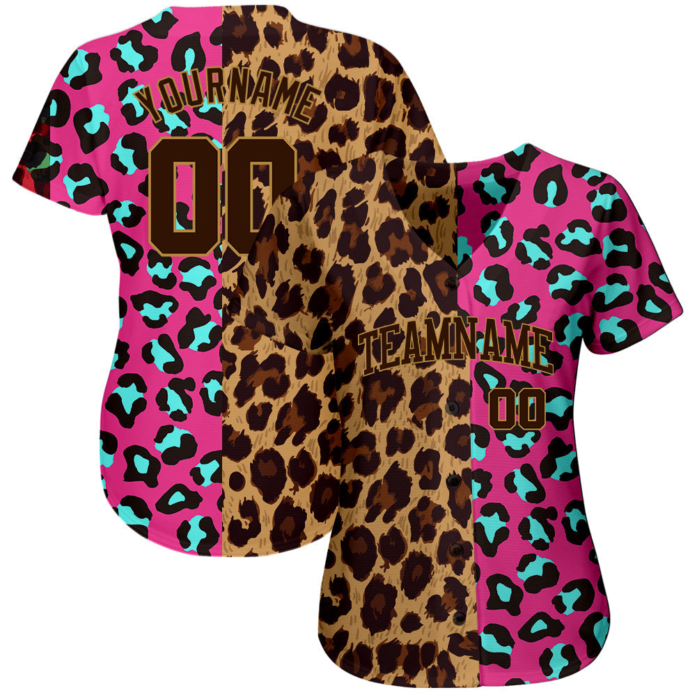Custom 3D pattern design leopard print authentic baseball jersey with free shipping2