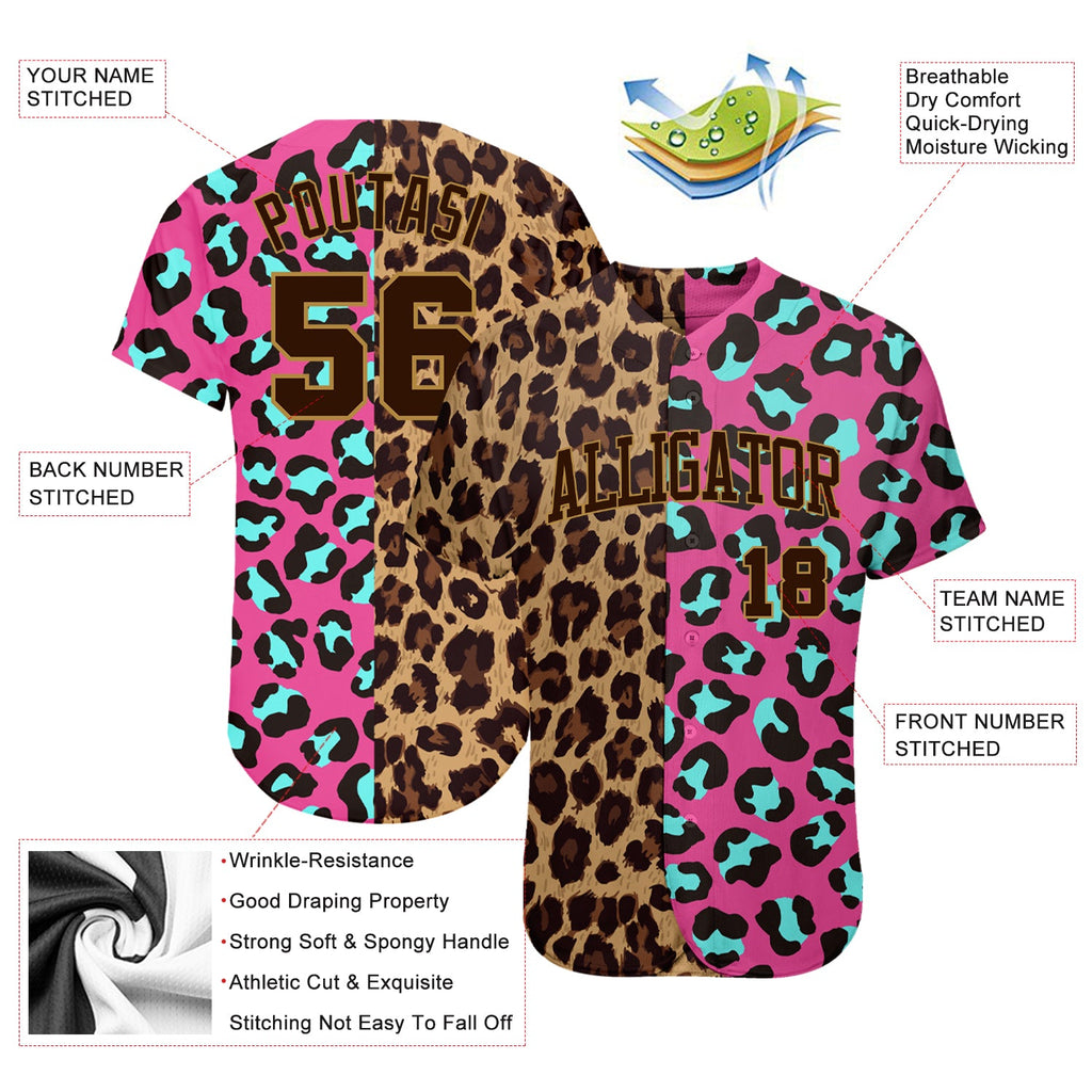 Custom 3D pattern design leopard print authentic baseball jersey with free shipping1