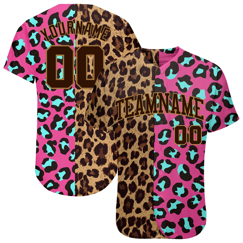 Custom 3D pattern design leopard print authentic baseball jersey with free shipping3