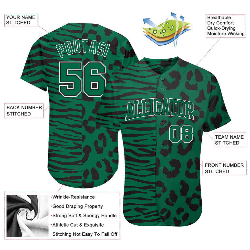 Custom 3D pattern design baseball jersey with leopard skin and zebra stripe print, authentic sports apparel with free shipping4