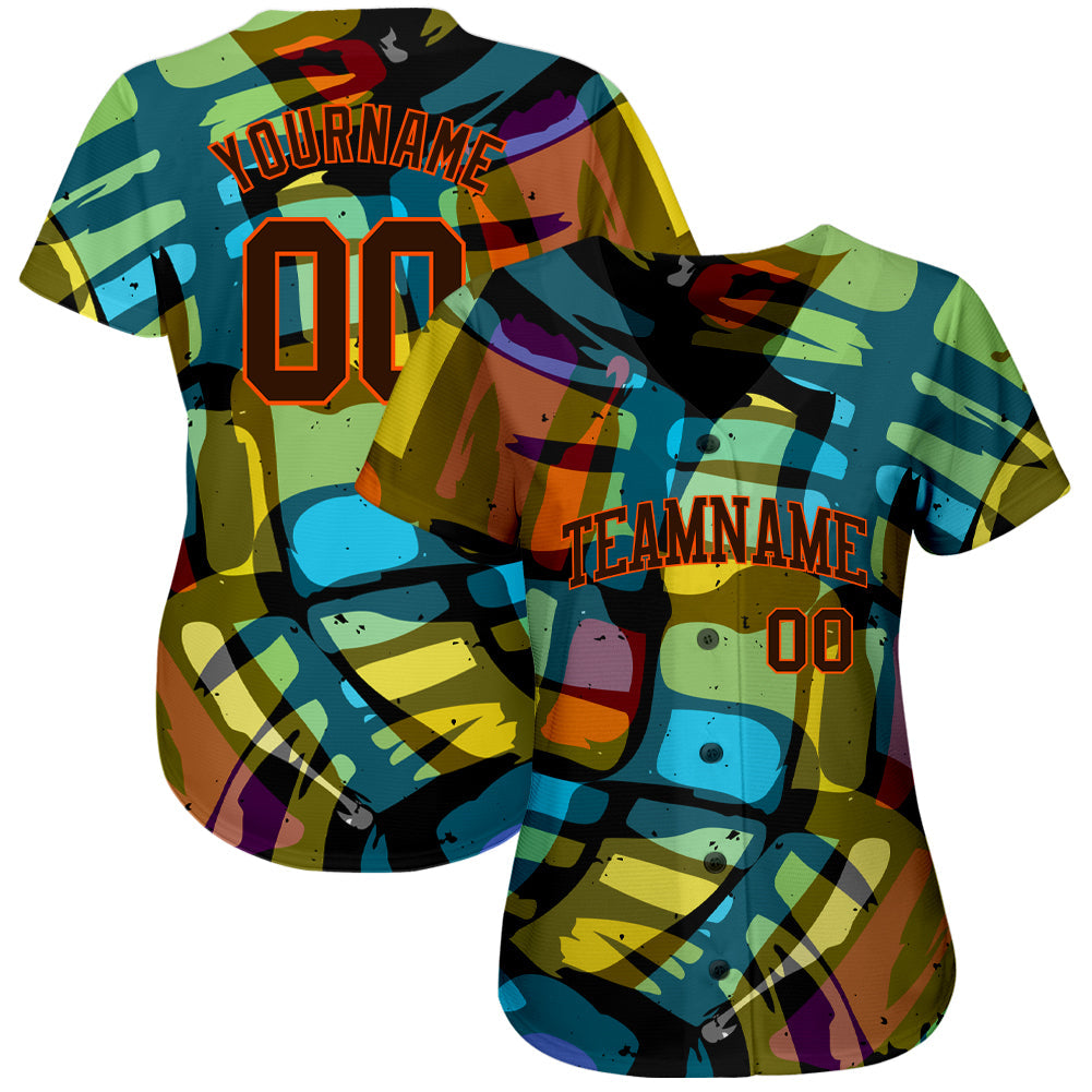 Custom 3D pattern design abstract graffiti on authentic baseball jersey with free shipping0