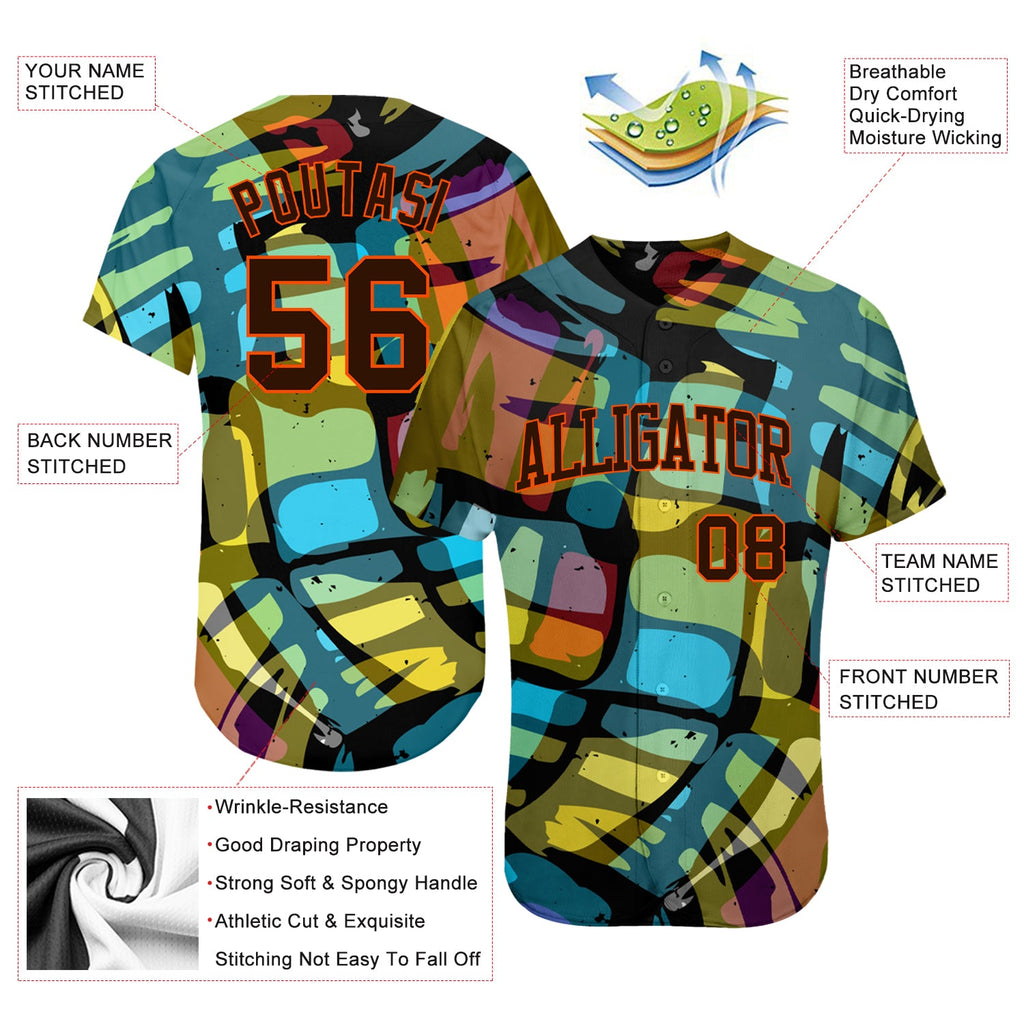 Custom 3D pattern design abstract graffiti on authentic baseball jersey with free shipping2
