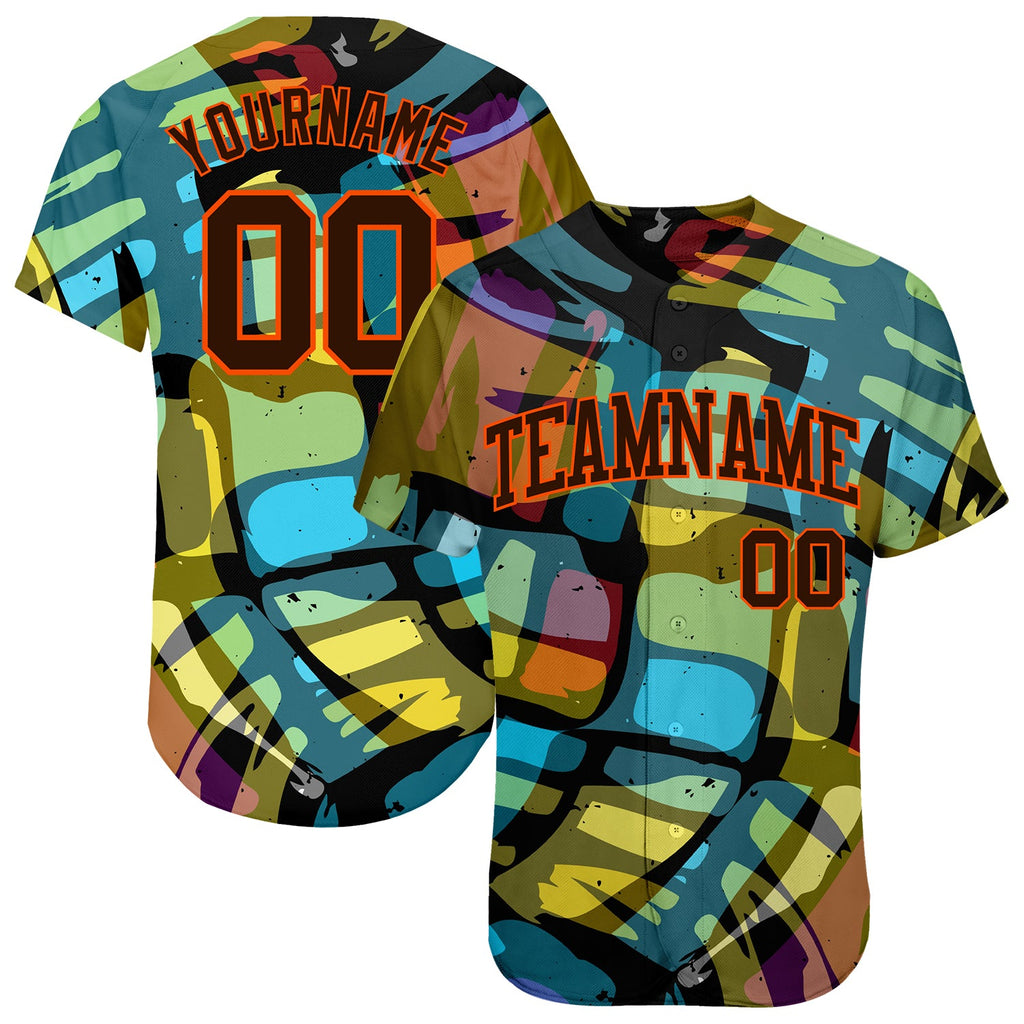 Custom 3D pattern design abstract graffiti on authentic baseball jersey with free shipping1