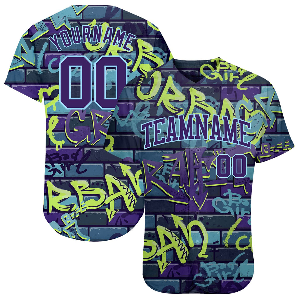Custom 3D Pattern Design Abstract Graffiti Authentic Baseball Jersey with Free Shipping0